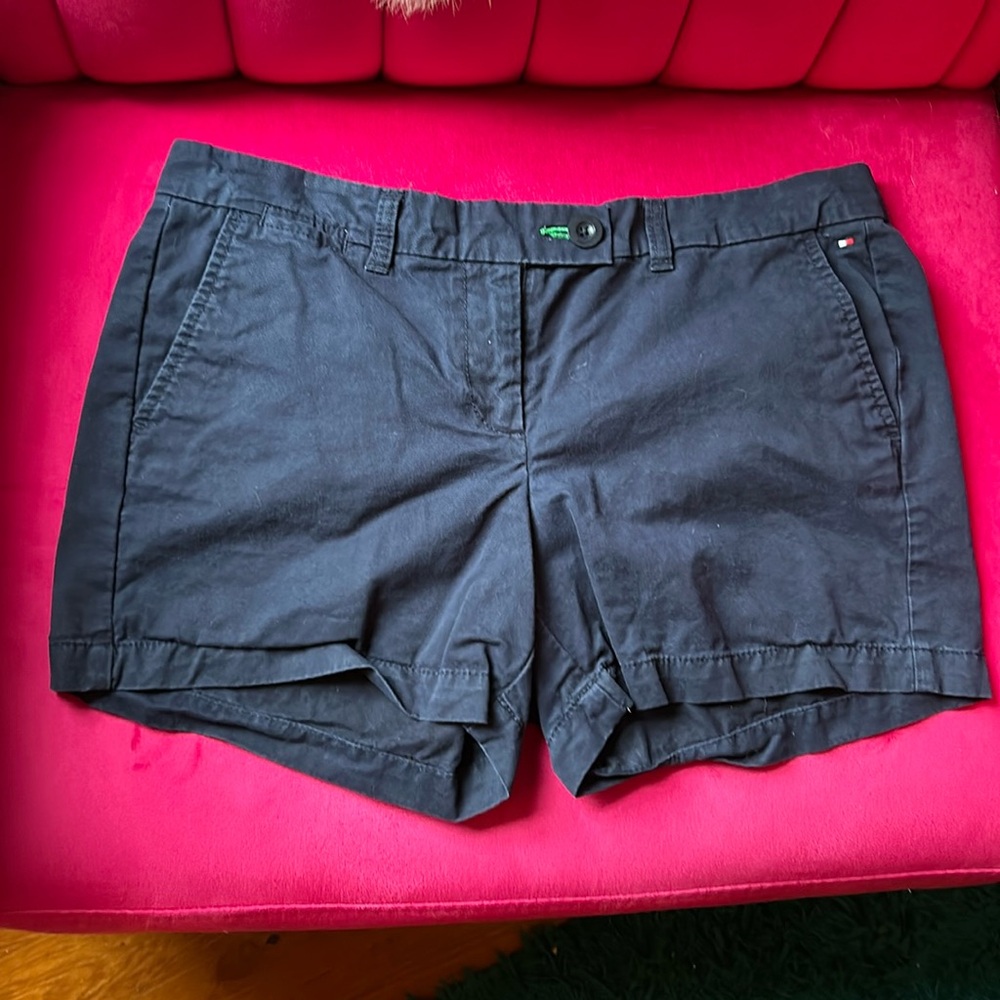 Navy blue shorts.